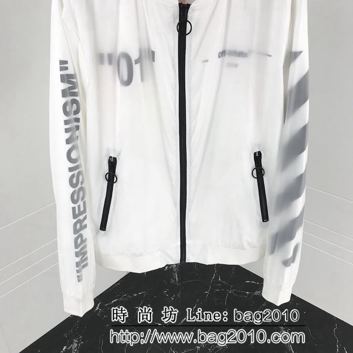 OFF-w19ss春季新款 背後人像印花 定制超薄雙層複合面料 男款風衣外套 ydi2488